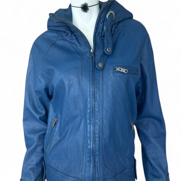 Lavenlico Blue Italian Sheep Leather Jacket | Y2K 2000s Made in Italy - Picture 7 of 13